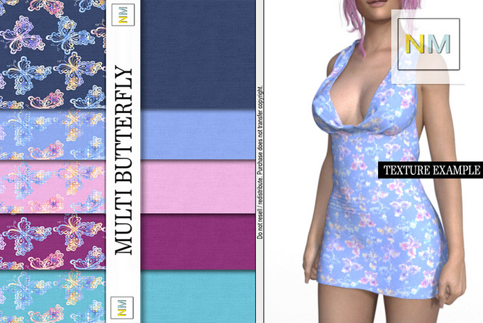 Multi Butterfly Matching Fabrics 10 Seamless Textures NM