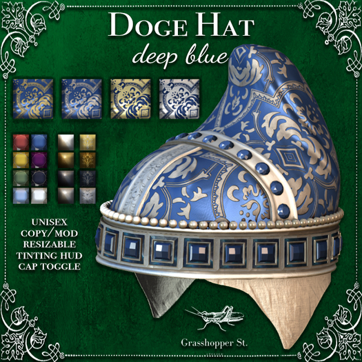 Grasshopper St Doge Hat - Deep Blue