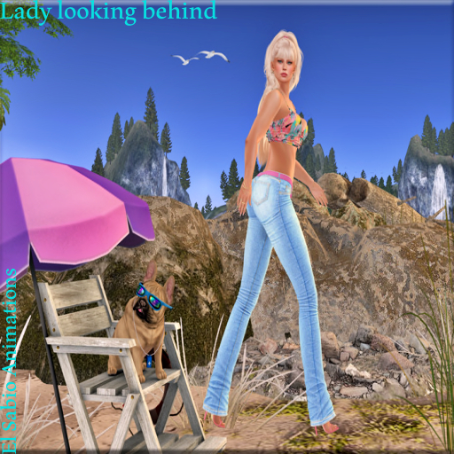 package pose lady looking behind