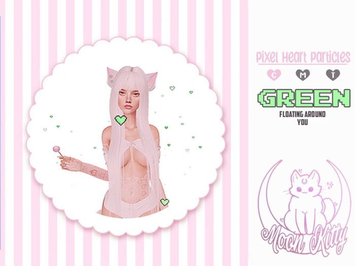 Moon Kitty - Pixel Heart Particles  Boxed (Green)