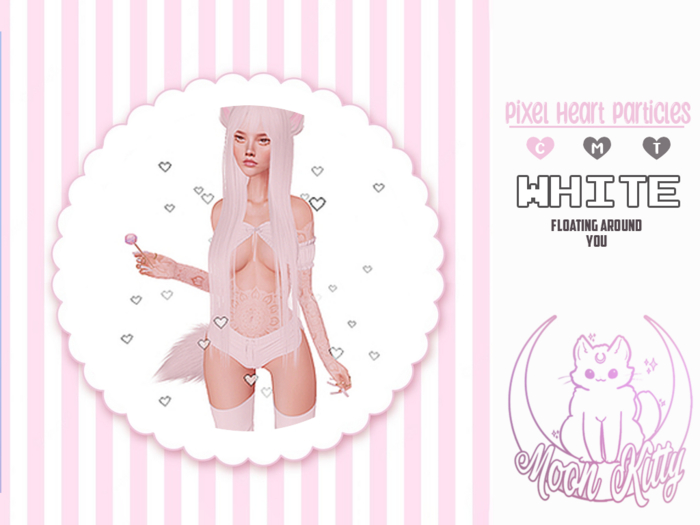 Moon Kitty - Pixel Heart Particles Boxed(White)