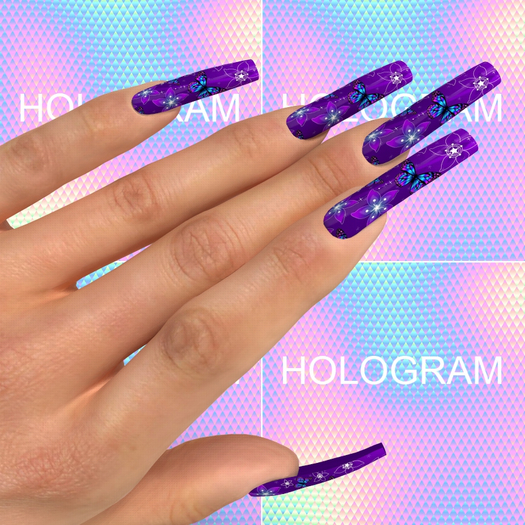 Violet Butterfly Nails