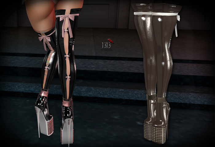 (*<*) 1313 Squeezem Boots - Latex Chocolate