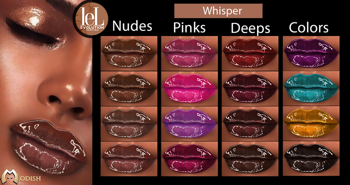 ::Modish:: Whisper [Fatpack] LelutkaEvo-Lipstick set