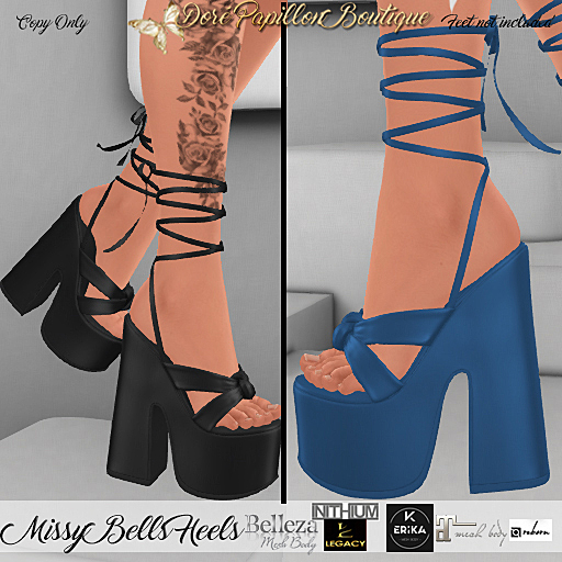 DPB Missy Bells Heels - Blue *Maitreya, Legacy, Kupra, Reborn & Erika*