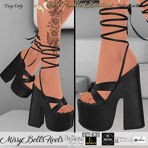 DPB Missy Bells Heels - Black *Maitreya, Legacy, Kupra, Reborn & Erika*