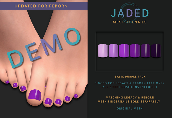 JADED - DEMO Mesh Toenails - Basic Purples