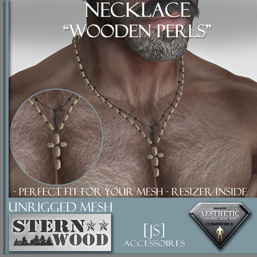 {JS} Necklace "Wooden Pearls/Cross" -  AESTHETIC