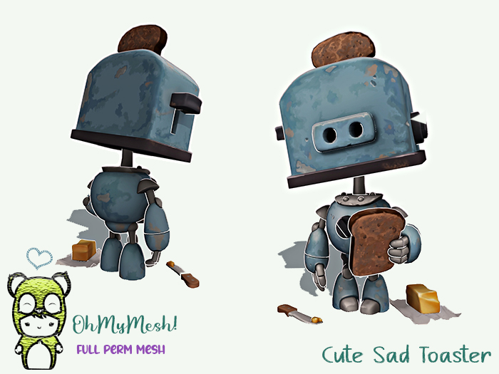 OhMyMesh! Cute Sad Toaster  - Full Perm Mesh