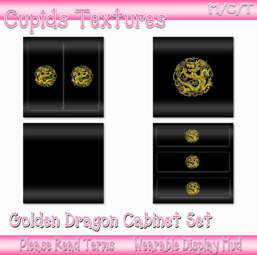 4 GOLDEN DRAGON CABINET SET Textures