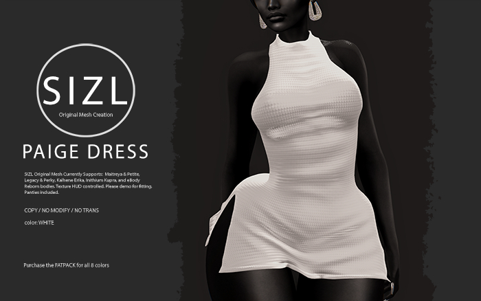 SIZL PAIGE DRESS - SINGLE WHITE