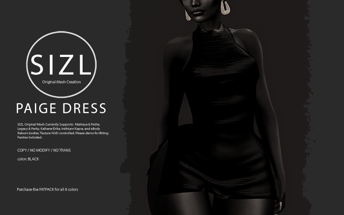SIZL PAIGE DRESS - SINGLE BLACK