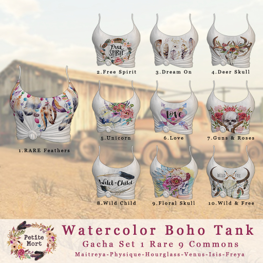PetiteMort-Guns&Roses Watercolor Boho Tank ISIS