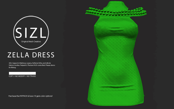 SIZL ZELLA DRESS GRN (UNPACK)