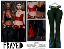 Frayed - Jesse Pants - Green Flames