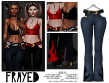 Frayed - Jesse Pants - Denim Blue Flames