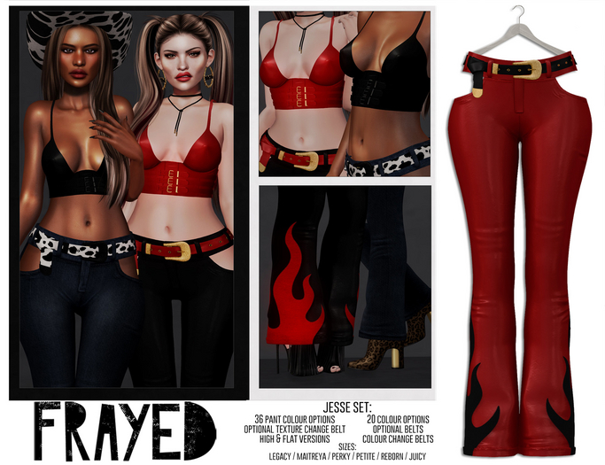 Frayed - Jesse Pants - Red Flames