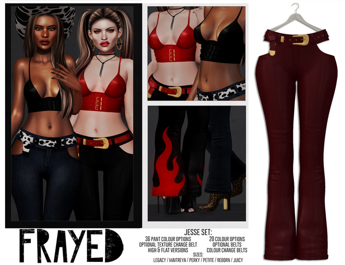 Frayed - Jesse Pants - Burgundy