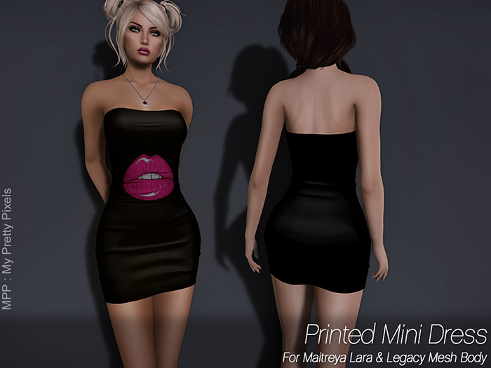 - MPP - Printed Mini Dress - Black