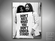 John & Yoko - Don't Hate | Art Photo Poster | Mesh Clip Frame