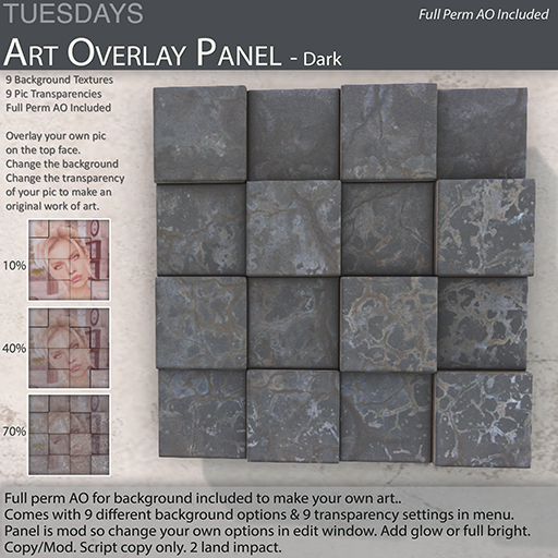 Tuesdays Art Overlay Panel Dark