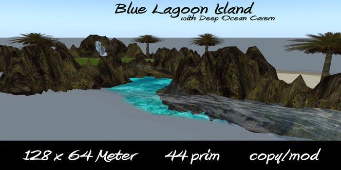 128x64 Blue lagoon island skybox with deep sea cavern