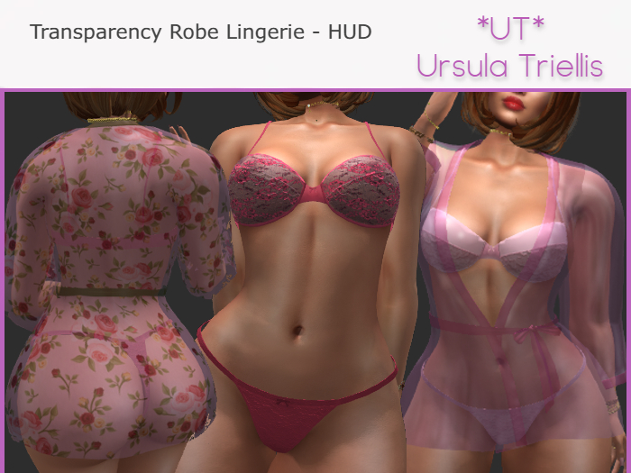 5844 Mesh Night Lingerie Robe/Bra/Panties - [Fatpack]