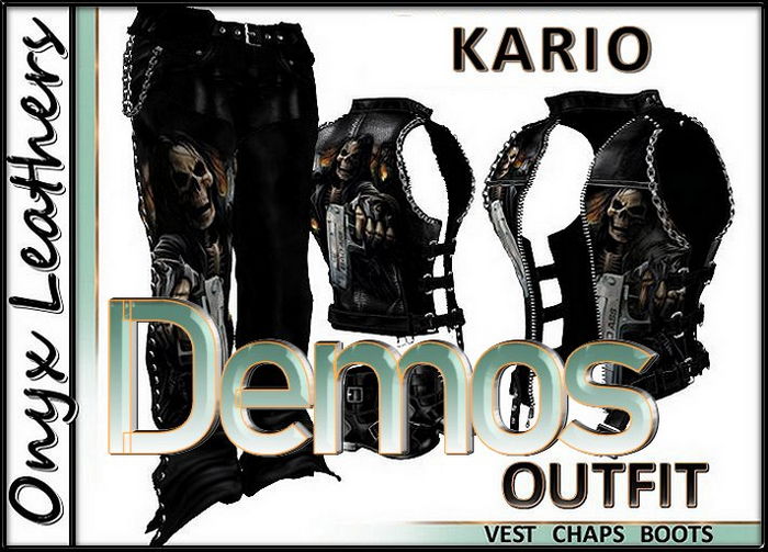 Demos for Kario Reaper vest chaps boots outfit
