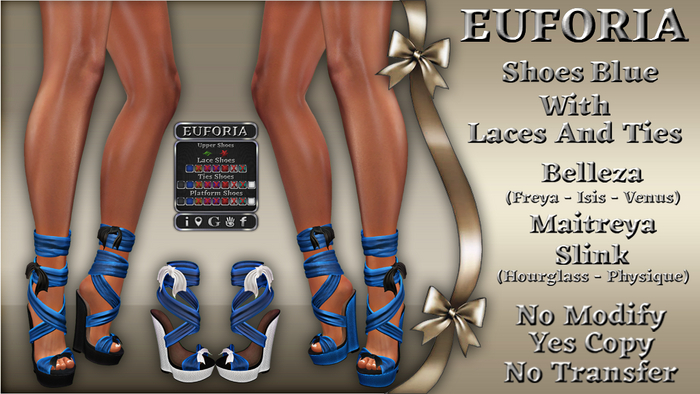 *EUFORIA* Shoes Blue With Laces And Ties