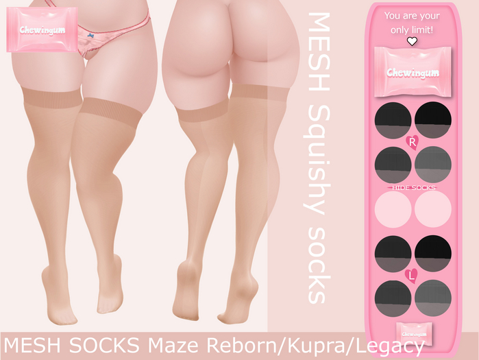 CHEWINGUM BLACK Squishy socks Maze Reborn/Kupra/Legacy/Maitreya