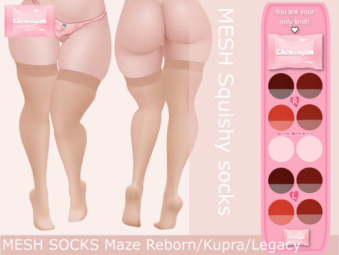 CHEWINGUM RED Squishy socks Maze Reborn/Kupra/Legacy/Maitreya