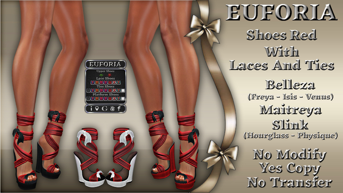 *EUFORIA* Shoes Red With Laces And Ties