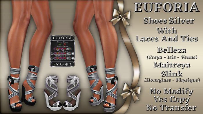 *EUFORIA* Shoes Silver With Laces And Ties