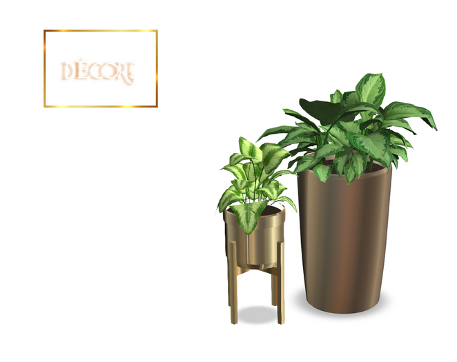 Decor'e - 2 potted plants *  GOLD