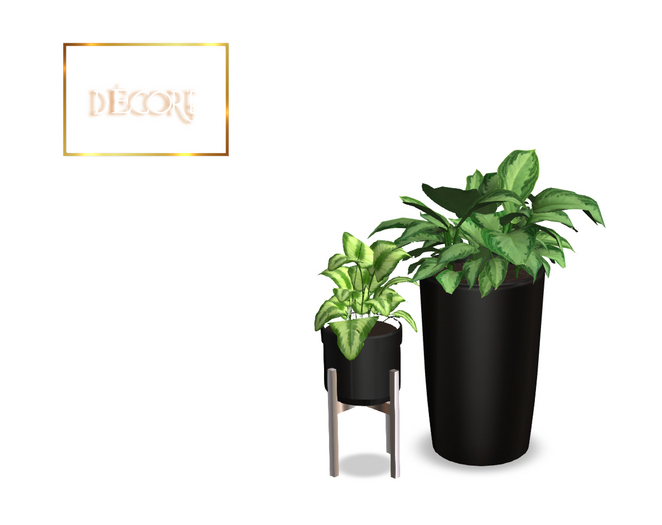 Decor'e- 2 potted plants * BLACK & SILVER