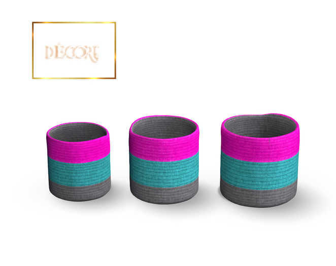 Decor'e - clothes basket set * GRAY PINK & BLUE
