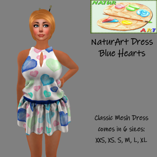 NaturArt Dress Blue Hearts