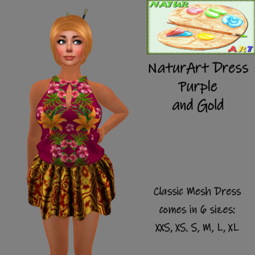 NaturArt Dress purple and gold