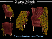ZM - Furniture - Leather Armchair with Blanket - FULL PERM MESH