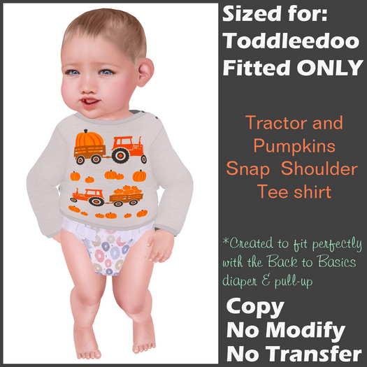[Back to Basics] Tractor n pumpkins LS snap tee