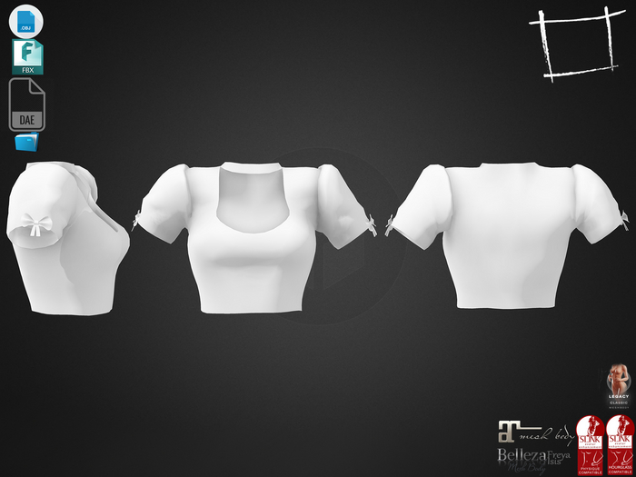 Dae Obj FBX For Cute Female Crop Steampunk Top Maitreya, Slink, Belleza (Isis,Freya), Legacy