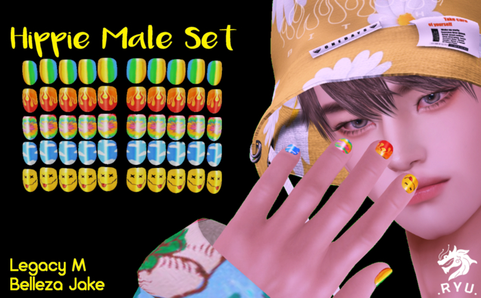 .RYU. - Hippie Nails Set Male (Mix & Match)