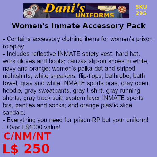 Women's Inmate Accessory Pack