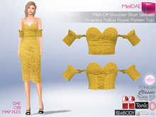 Dae, Obj, FBX, And Texture Files Gold Flowers Pattern Off Shoulder Short Top Ocacin, Slink, Maitreya