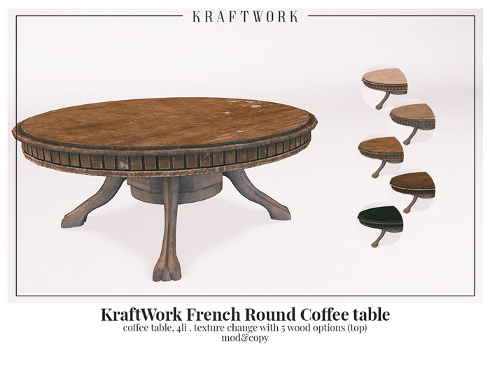 KraftWork French Round Coffee Table (Add Me)