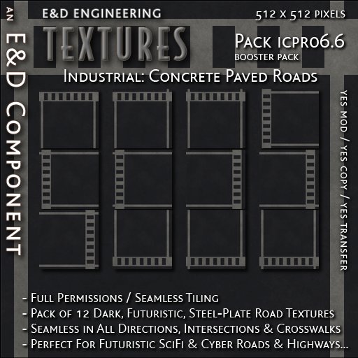 [ICPR06.6] 12 Dark Steel-Plate Futuristic Highway Intersection Crosswalk Road Street Urban Textures by E&D ENGINEERING