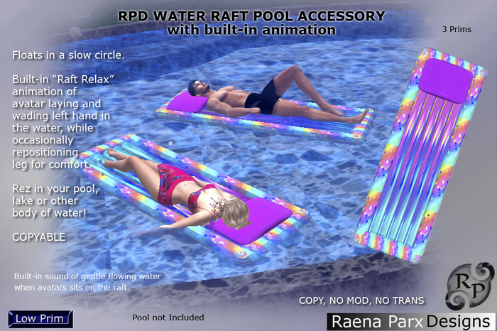 RPD "WATER RAFT" ANIMATED, SCRIPTED POOL ACCESSORY WITH SOUND - RPD - NEW!!!