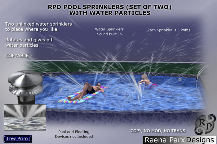 RPD "WATER SPRINKLERS" POOL ACCESSORY, WITH WATER PARTICLES AND SOUND - RPD - NEW!!!
