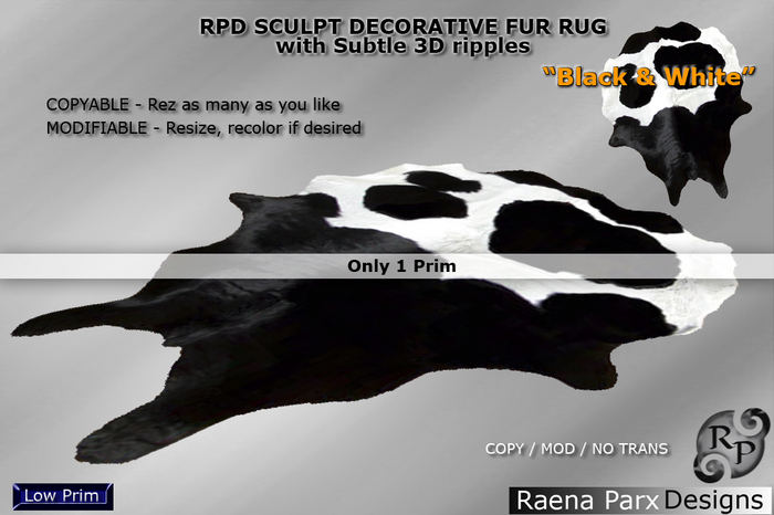 RPD Sculpt Fur Rug "BLACK & WHITE", Decorative (MOD/COPY) - RPD - NEW!!!
