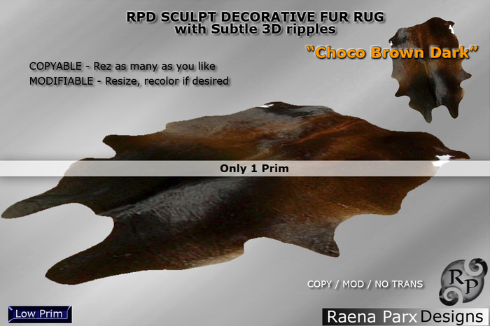RPD Sculpt Fur Rug "CHOCO BROWN DARK", Decorative (MOD/COPY) - RPD - NEW!!!